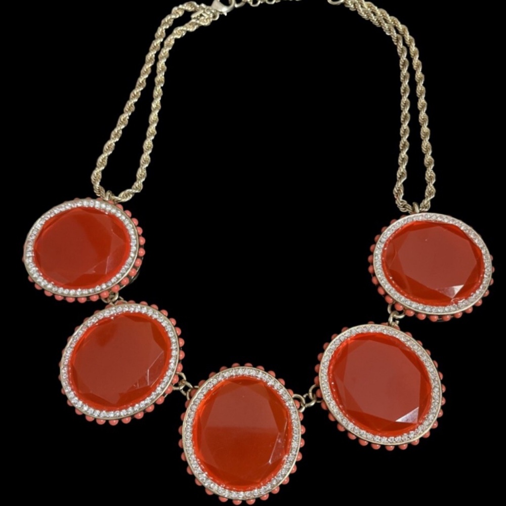 Banana Republic Gold and Red Statement Necklace